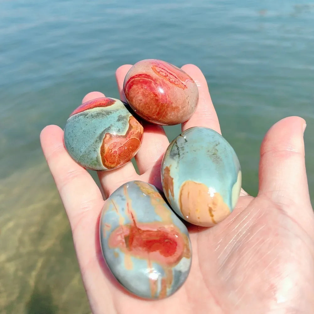 Natural Sea Jasper Crystal Quartz Unique Ocean Pattern Stone Surface Cracks And Small Holes Healing Energy for Home Decor