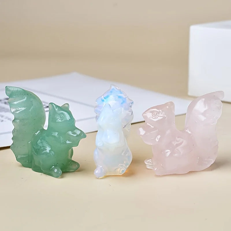 Artificial Crystal Carved Squirrel, Perfect Crystal Gift, Made Of Bare Stone Jewelry, Unique Home Decoration Meditation Stone