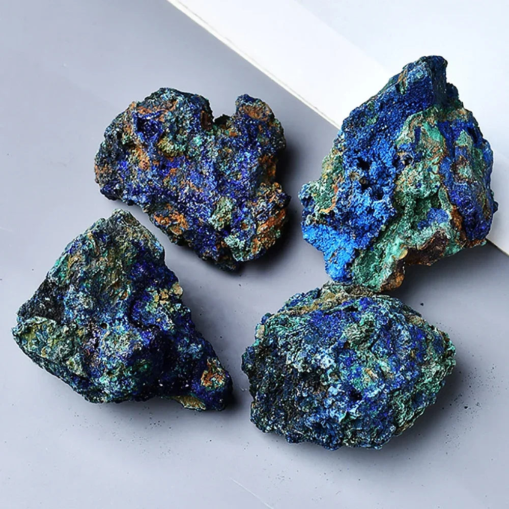Natural Azurite Malachite Symbiotic Stone Geode Crystal Mineral Specimen Reiki Healing Stone Decoration Crafts Collectible