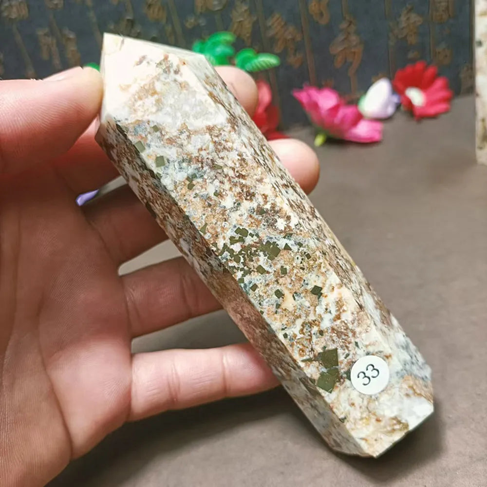 Natural Chalcopyrite Crystal Wand — Golden Peacock Ore Healing Point, Chakra Home Decor
