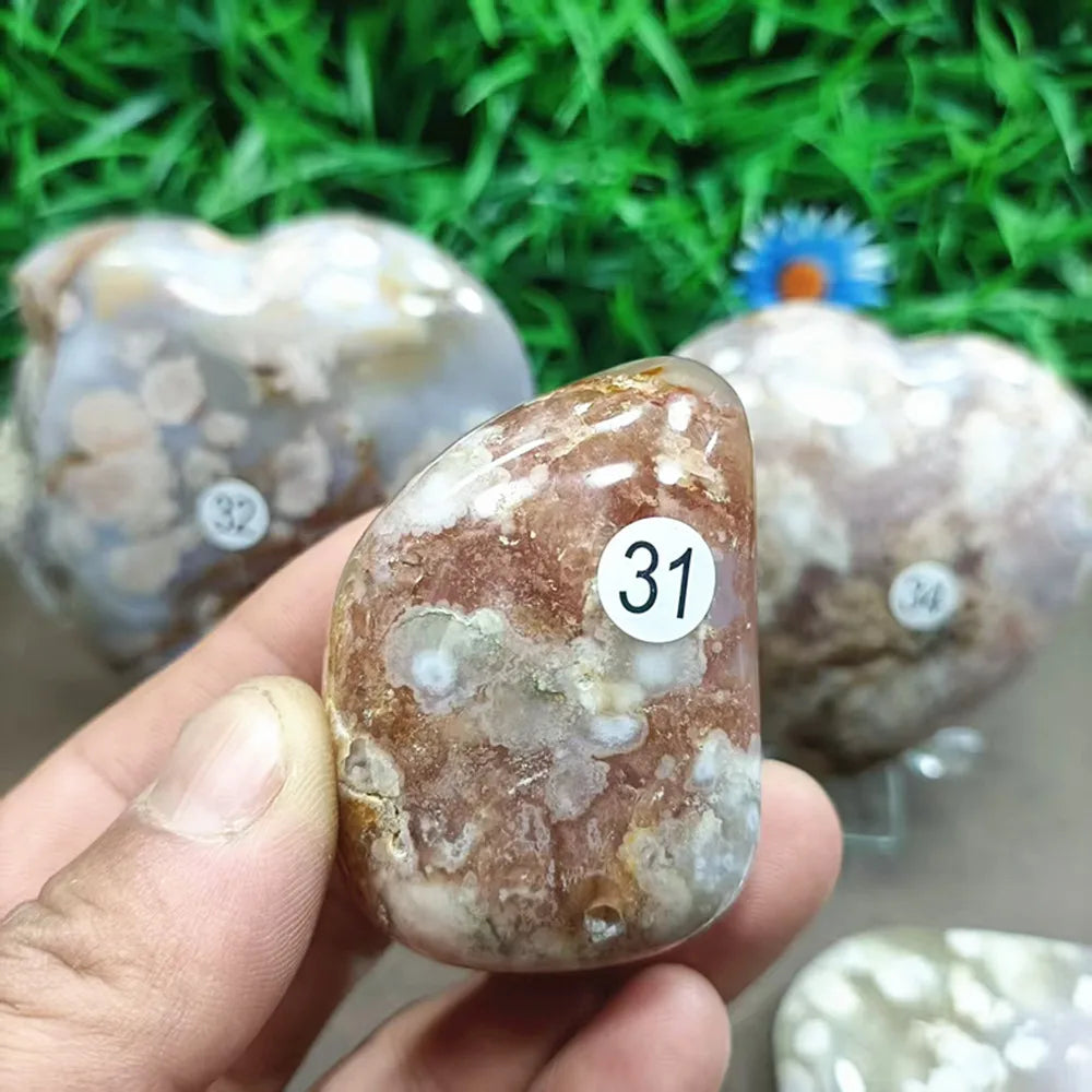 Natural Cherry Agate Crystal Heart — Polished Quartz Heart, Love & Home Decor