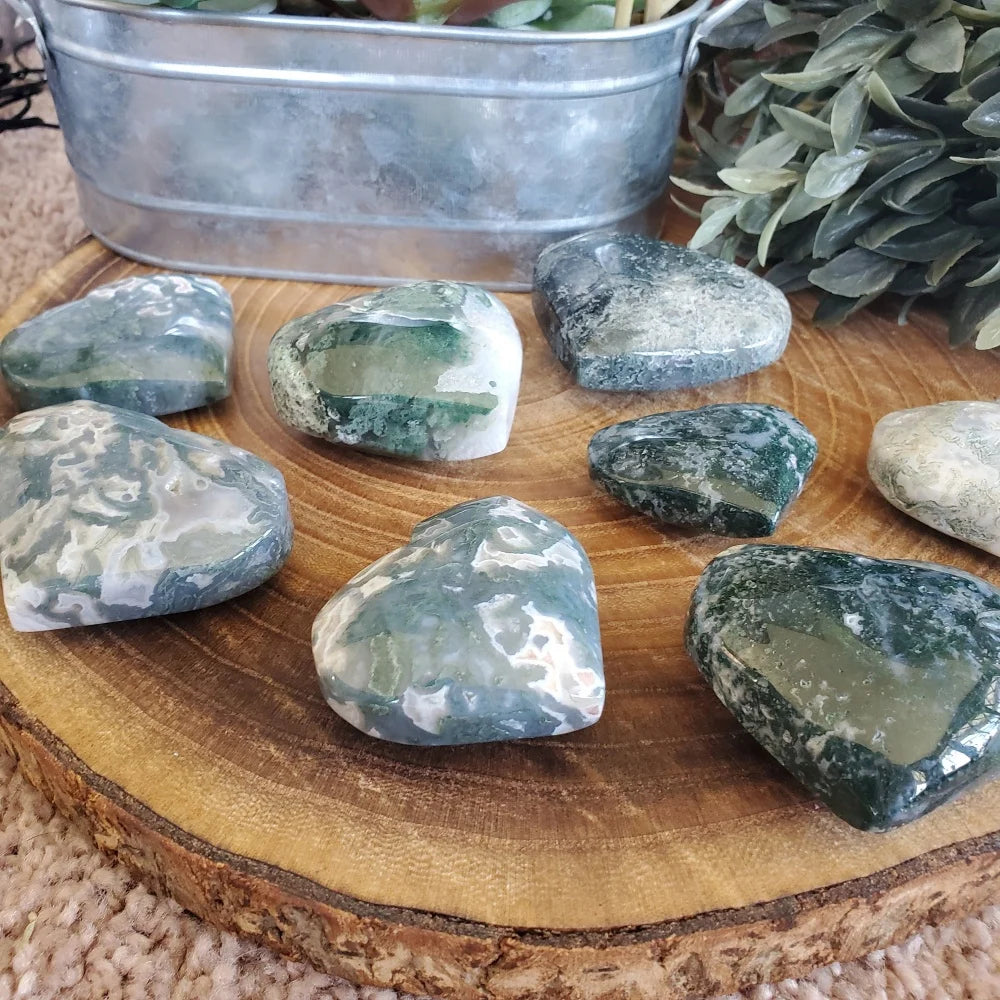 1pc Natural Moss Agate Heart, Moss Agate Heart Carving, Natural Moss Agate, Moss Agate Heart Palmstone, Perfect Holiday Gift