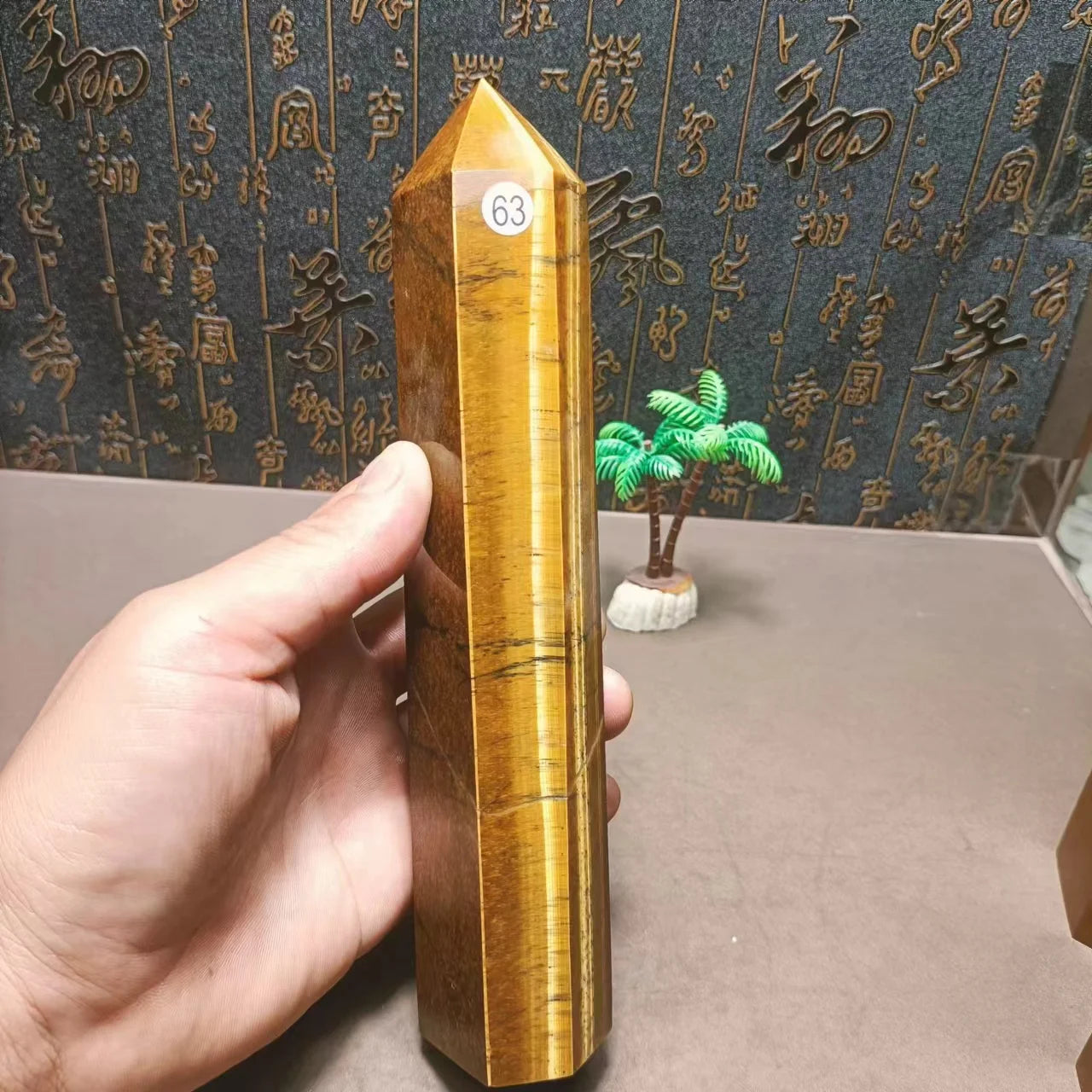 Natural Energy Tiger Eye Jasper Obelisk Crystal stick Point Reiki home decor Chakra Degaussing Tower Treatment