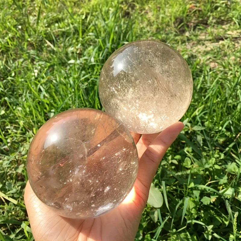7-8.5cm Natural Rainbow Smoky Quartz Sphere, Polished Crystal, Magic Divination Meditation,Healing Crystals Yoga Room Decoration