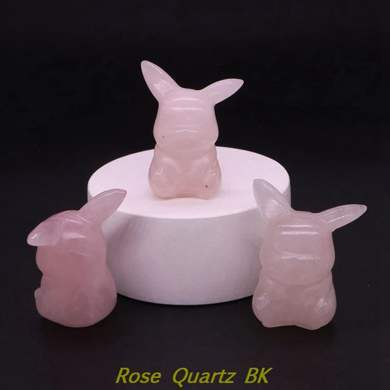 1.2" Natural Crystal Stone Squirrel Frog Seed Turtle Statue Cartoon Gemstone Carved Healing Home Room Decor Kids Holiday Gift