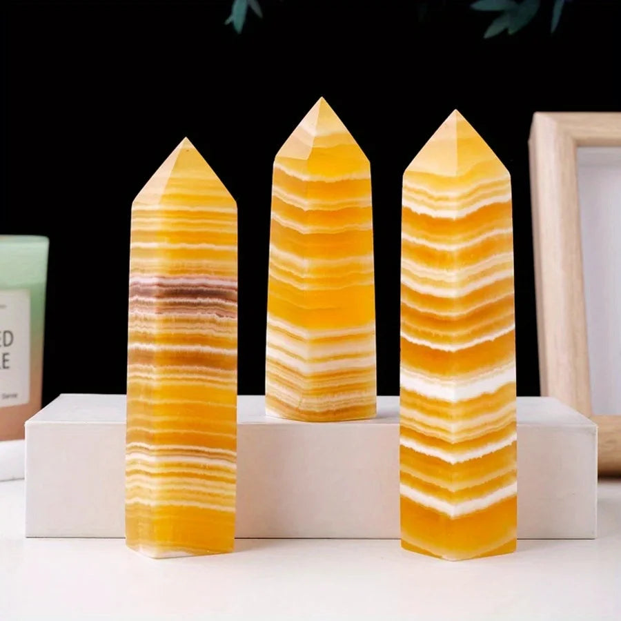 Yellow Calcite Tower, , Energy Crystal, For Home Decor, Office Bedroom House Decoration C491