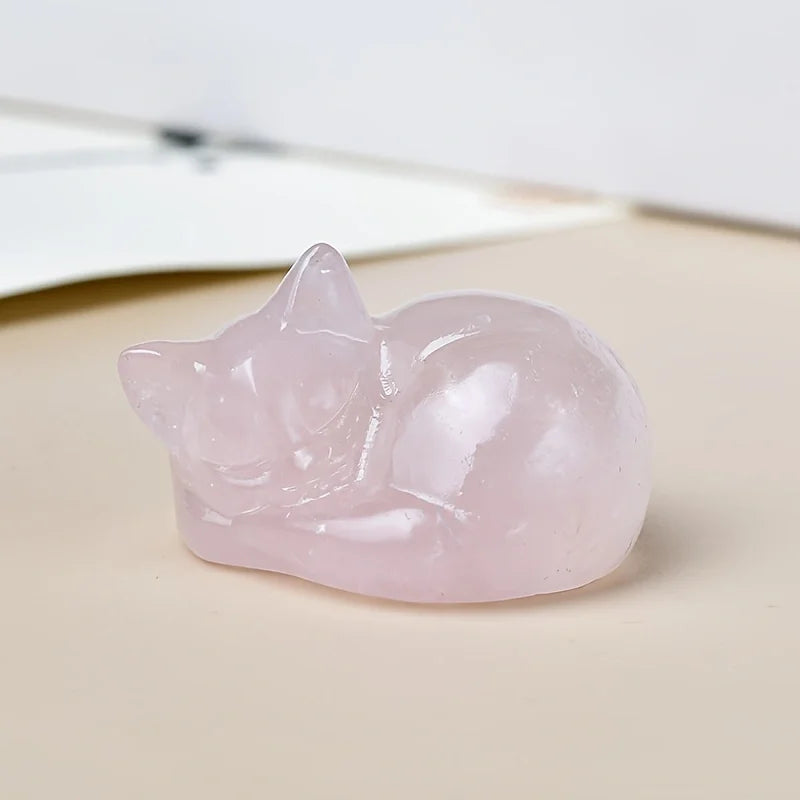 Natural crystal carved cat, a perfect choice for home decoration as a crystal gift ornament, a great option for healing crystals
