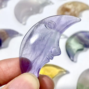 1PC High Quality Flourite Moonface Natural Crystal Carving,Gemstone Jewelry,Glitter, Healing crystal, Birthday gift,Tiger Eye