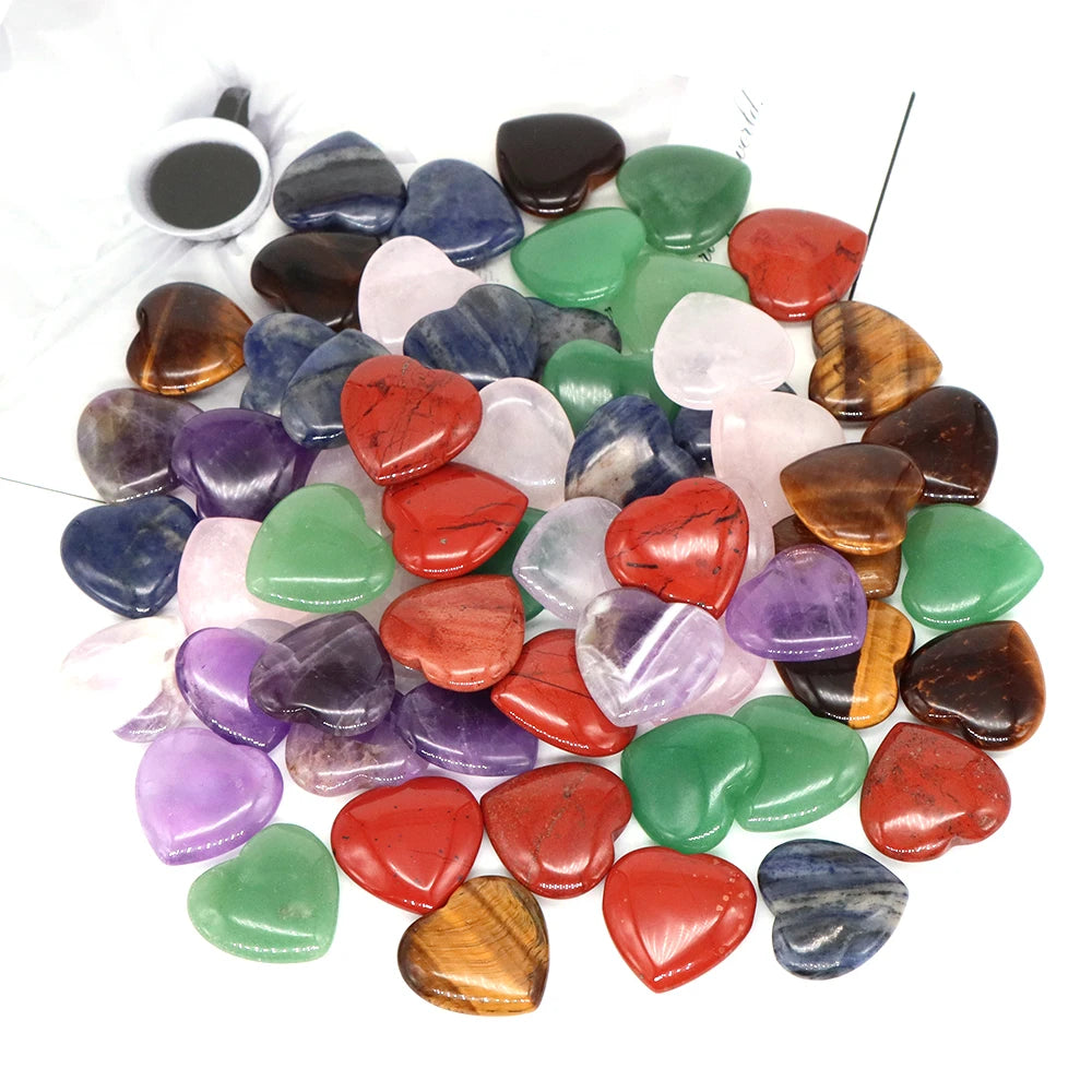 20mm Heart Shape love Natural Crystal Amethyst Rose Quartz Mineral Healing Gemstone Chakra Stone Home Decoration Valentine Gift
