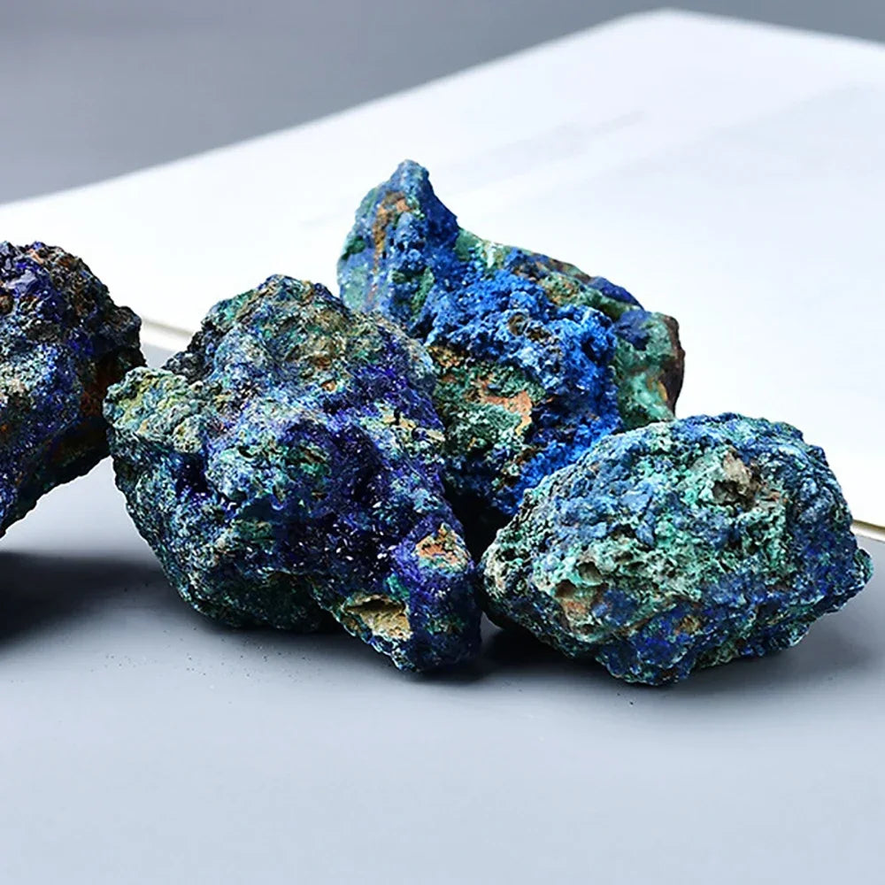 Natural Azurite Malachite Symbiotic Stone Geode Crystal Mineral Specimen Reiki Healing Stone Decoration Crafts Collectible