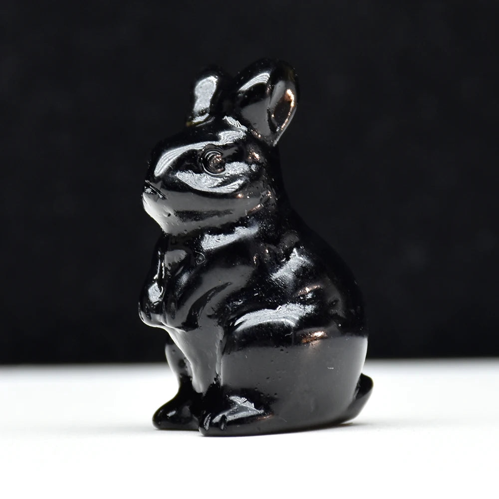 1.5" Elf Rabbit Natural Crystal Amethyst Quartz Agate Bunny Animal Craft Figurines Stone Carving Healing Reiki Home Decor Gift