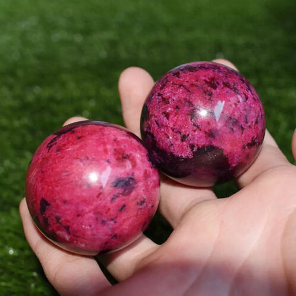 Natural Rhodonite Peach Blossom Stone Crystal Ball — 50–55mm Healing Sphere