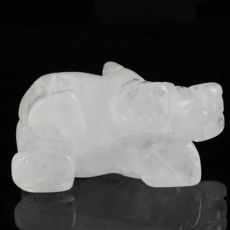 Hand carved 1.5 inch rock quartz elephant Figurine Natural stone Healing Animal Crystal Craft Fengshui Home Decor