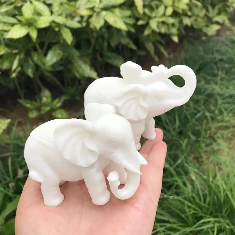Natural White Marble Jade Elephant Carving Crystal Fortune Statue Fortune Money Good Luck Room Decor Gift 1PCS