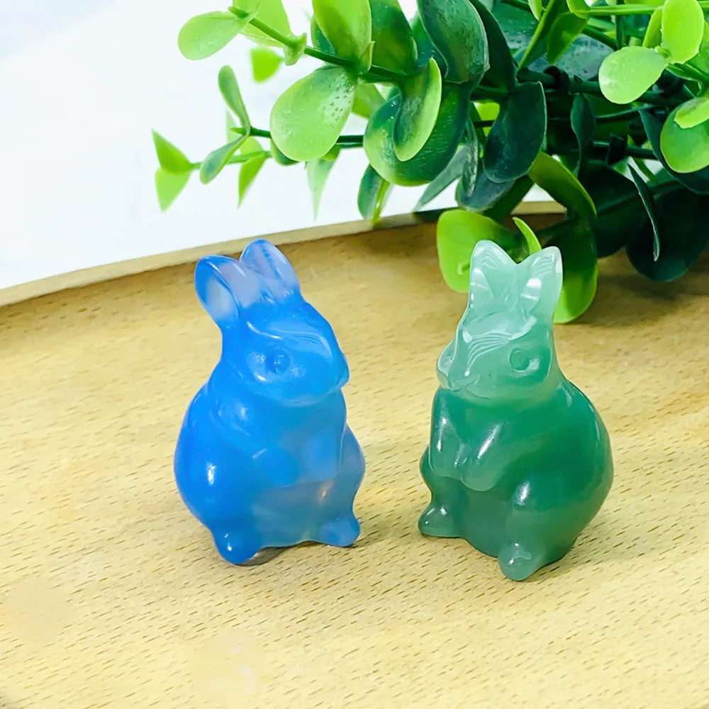 1.5" Elf Rabbit Natural Crystal Amethyst Quartz Agate Bunny Animal Craft Figurines Stone Carving Healing Reiki Home Decor Gift