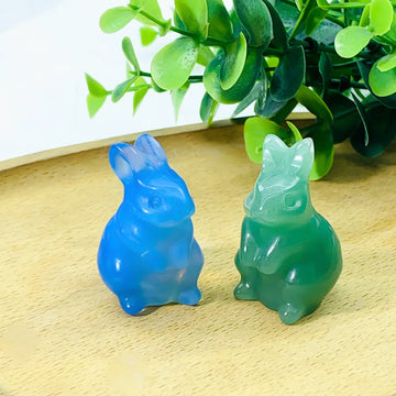 1.5" Elf Rabbit Natural Crystal Amethyst Quartz Agate Bunny Animal Craft Figurines Stone Carving Healing Reiki Home Decor Gift