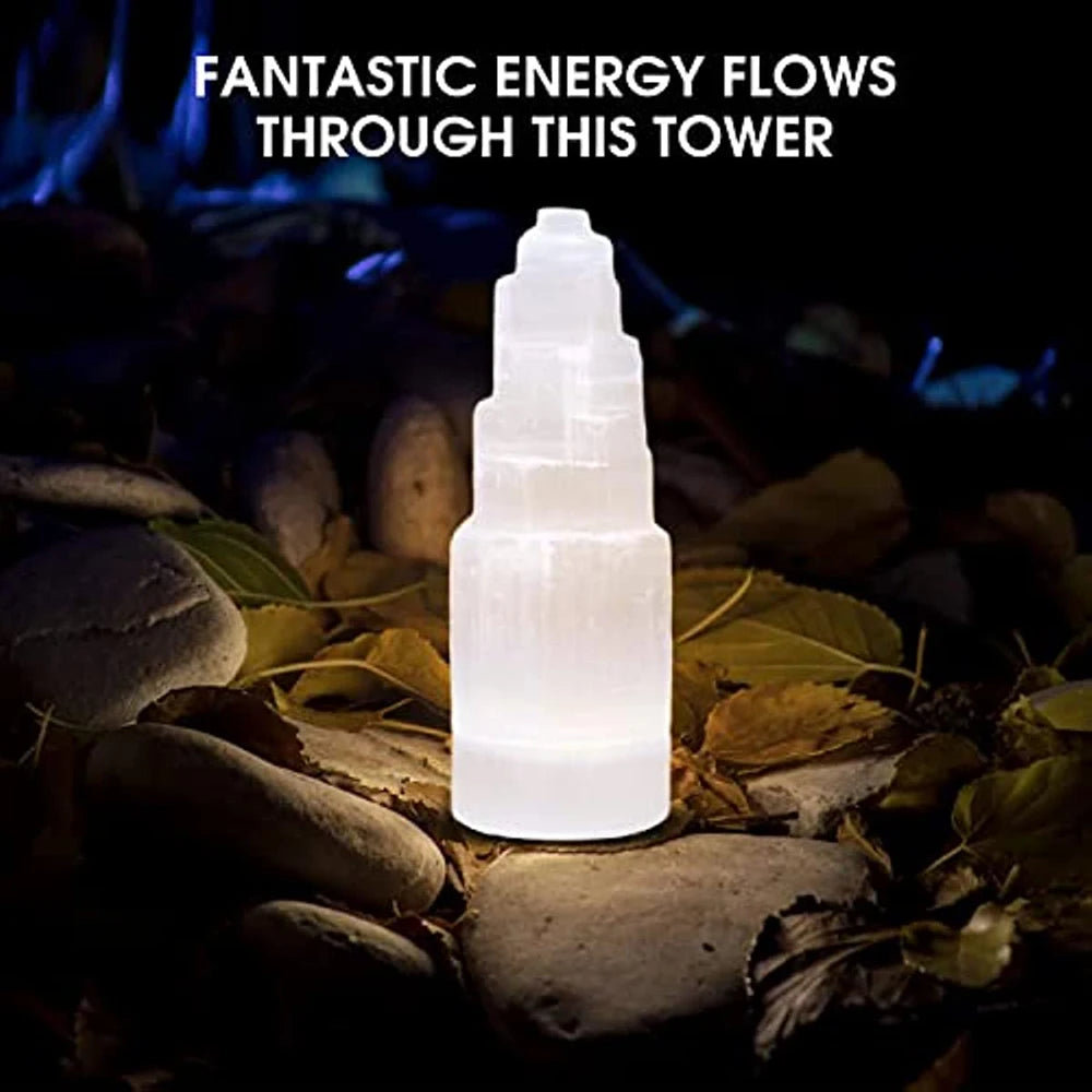 Genuine Natural White Selenite Gypsum Crystal Tower Skyscraper Castle Shaped Clear Mineral Craft Statue Authentic Moroccan Sourc