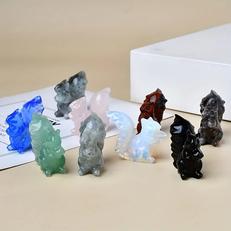 Artificial Crystal Carved Squirrel, Perfect Crystal Gift, Made Of Bare Stone Jewelry, Unique Home Decoration Meditation Stone