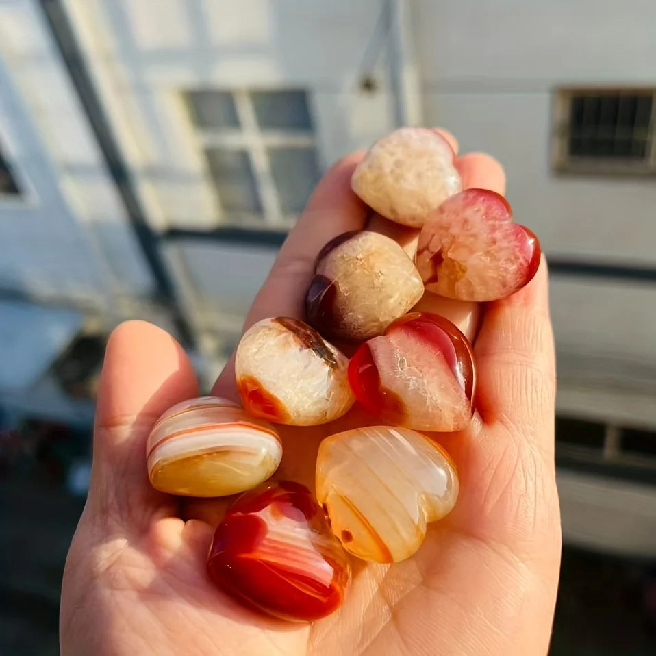 2pcs/5pcs/8pcs Red Agate Crystal Heart,Red Agate Quartz love,Carnelian Quartz Beads,Metaphysical,Pendant,Crystal decor,Crystal