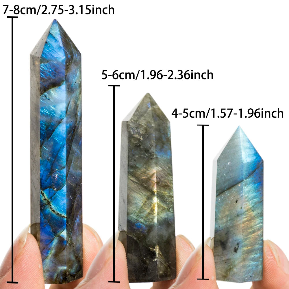 Raw Labradorite Column Cyan Mist Iris Unique Ice-Crack High-End Collectible