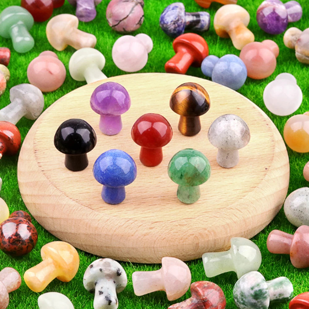 20mm Mushroom Ornament Natural Stone Crystal Healing Mineral Polished Gemstone Crafts Home Meditation Decoration Gift 3/10/20pcs
