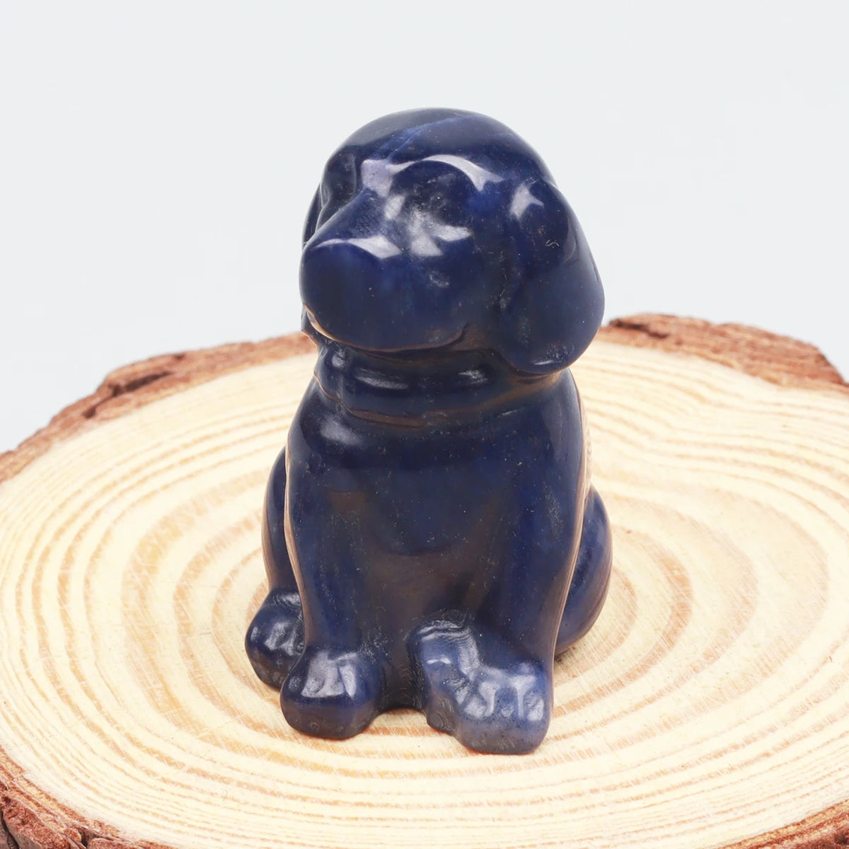 Black Obsidian Dog Figurine, Natural Stone, Hand Carved Jade Mini Puppy, Crystal Craft, Chakra, Home Decor, 1.5"