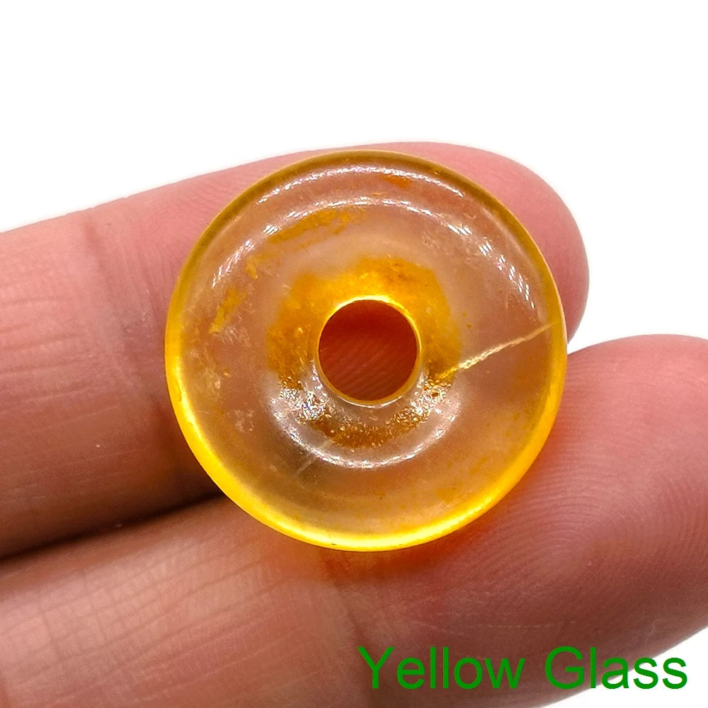 20mm Natural Round Big Hole Hollow Stone Crystal Quartz Aventurine Agate Jade Donut Charm Carved for Pendants Diy Making Gift