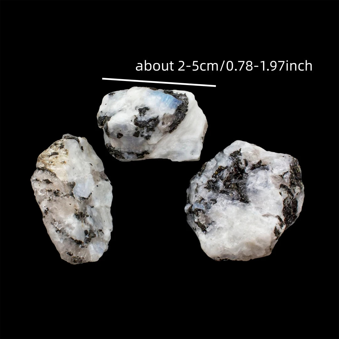 40g/120g/240g Natural Rainbow Moonstone Rough Stone Mineral, Black and White Stone, Fish Tank Garden Bonsai Home Decoration Gift