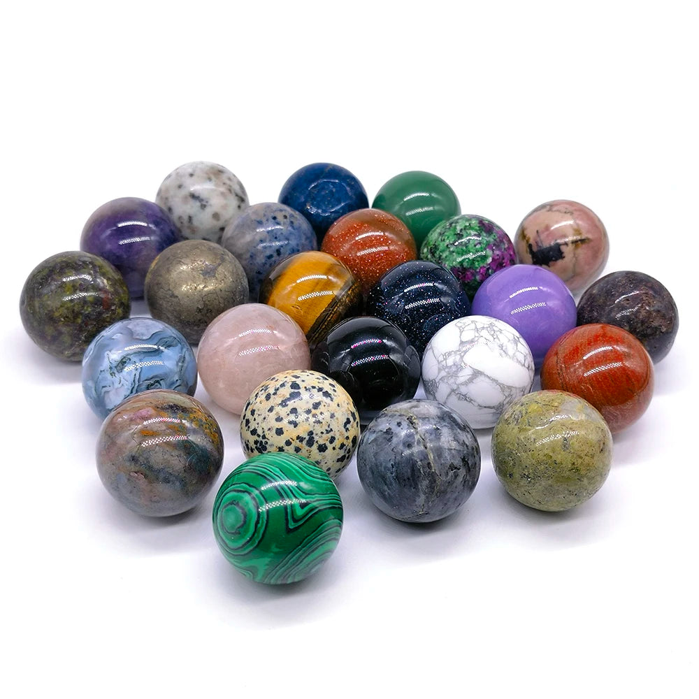 30mm Natural Crystal Ball Polished Globe Amethyst Lazuli Quartz Reiki feng shui Sphere Massaging Balls Collectibles Home Decor