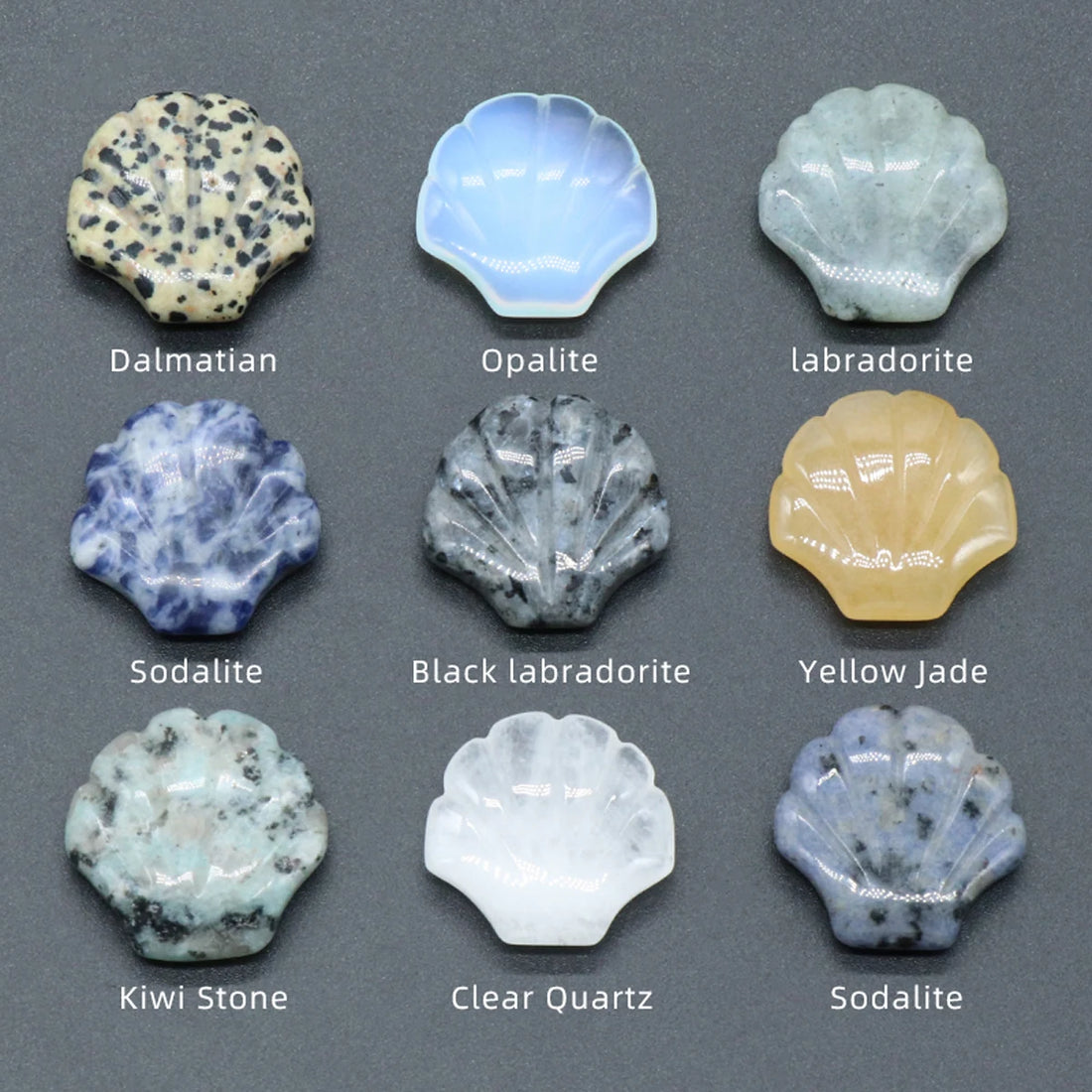 Shell Shaped Natural Carved Glitter Stone Crystal DIY Home Decoration Healing Halo Gem Mineral Specimen Decoration Gift 1pc