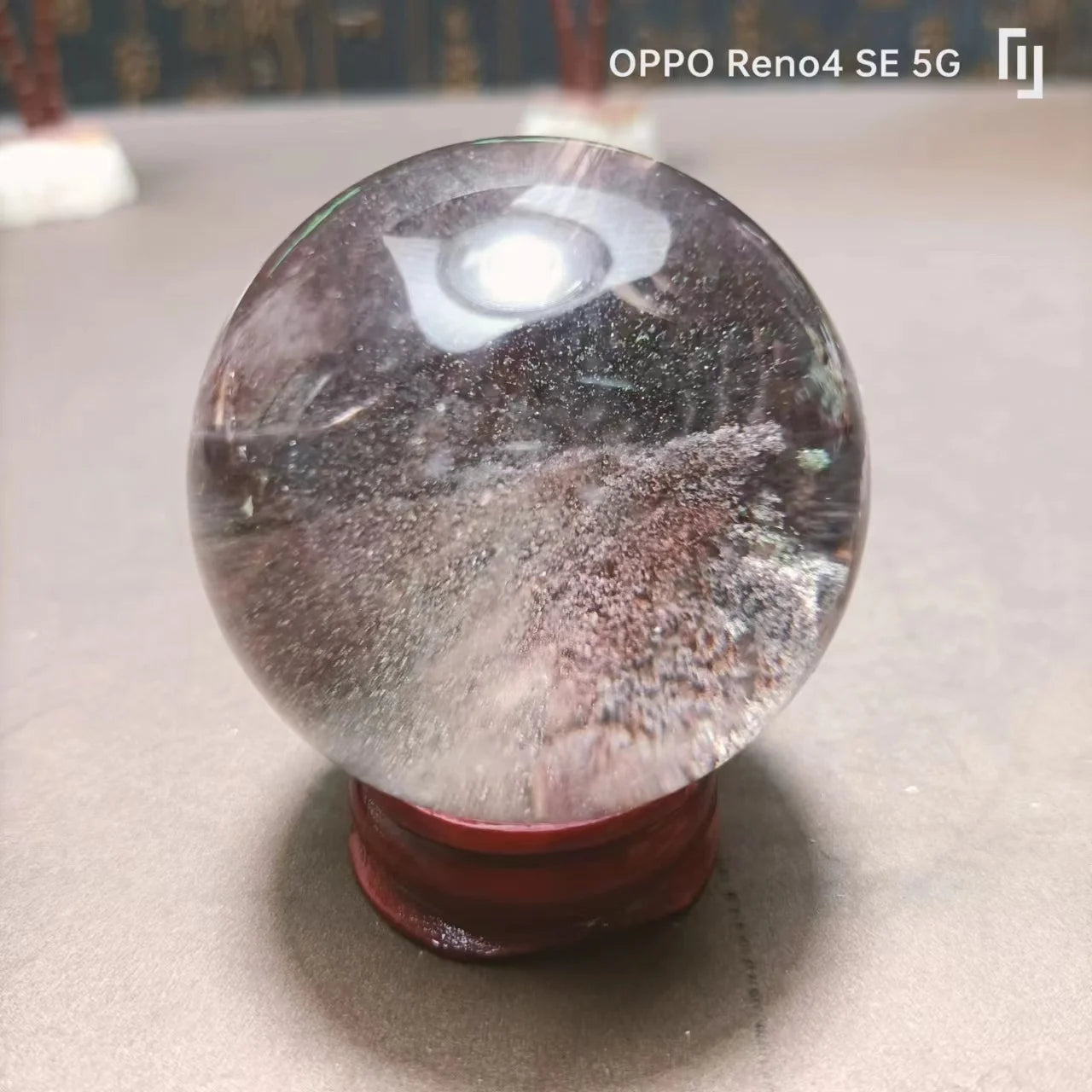 Natural Green Phantom Garden Quartz Crystal Ball — Brazilian Chakra Healing Sphere
