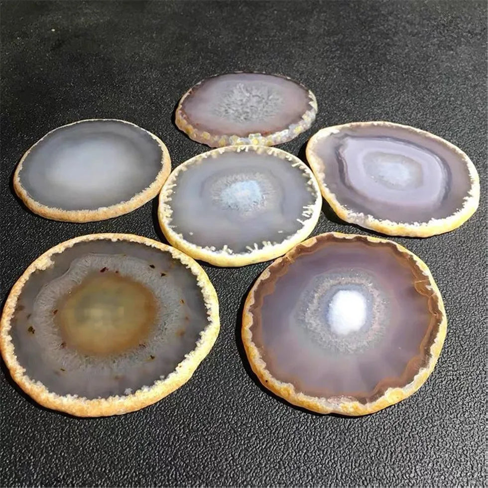 12-20CM Bule Crystal AGATE SLAB Geode Slice Mineral Coaster Healing Reiki Decoration