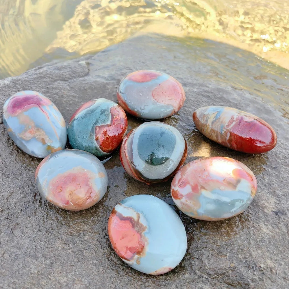 Natural Sea Jasper Crystal Quartz Unique Ocean Pattern Stone Surface Cracks And Small Holes Healing Energy for Home Decor