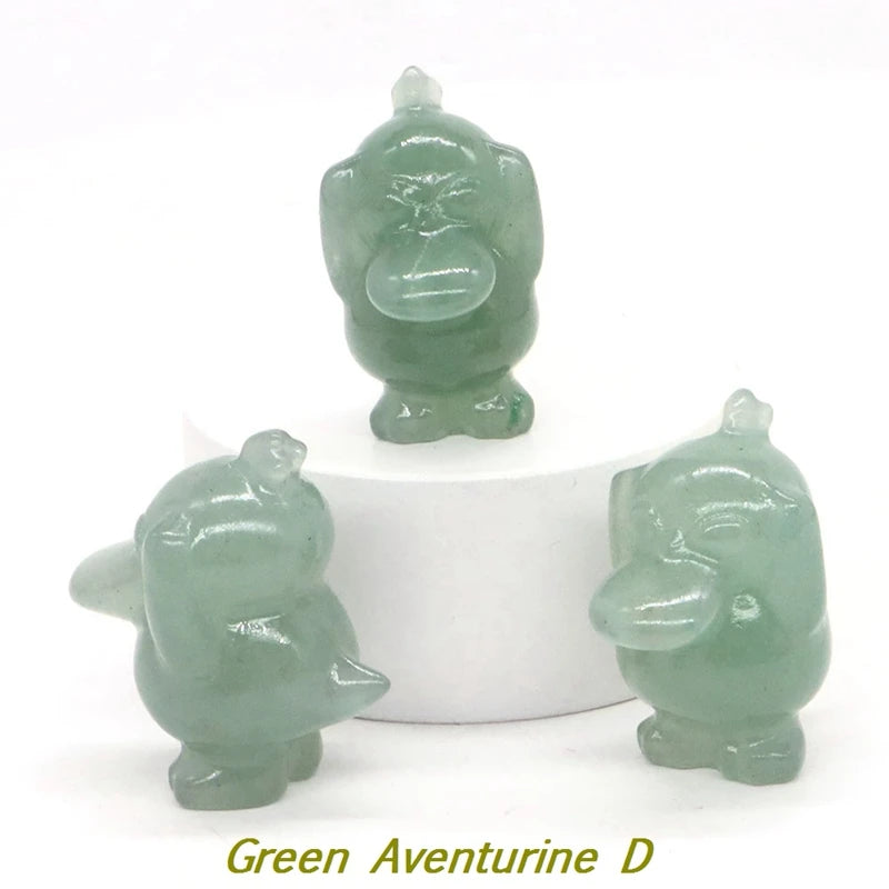 1.2" Natural Crystal Stone Squirrel Frog Seed Turtle Statue Cartoon Gemstone Carved Healing Home Room Decor Kids Holiday Gift