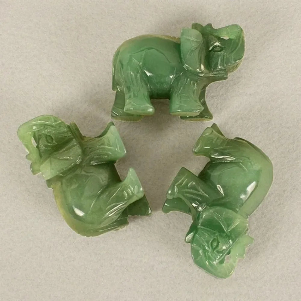Lucky Elephant Jade Stone Fortune Feng Shui Statue Figurine Office Ornament Chakra Healing Stones Statue Decor Best Gifts