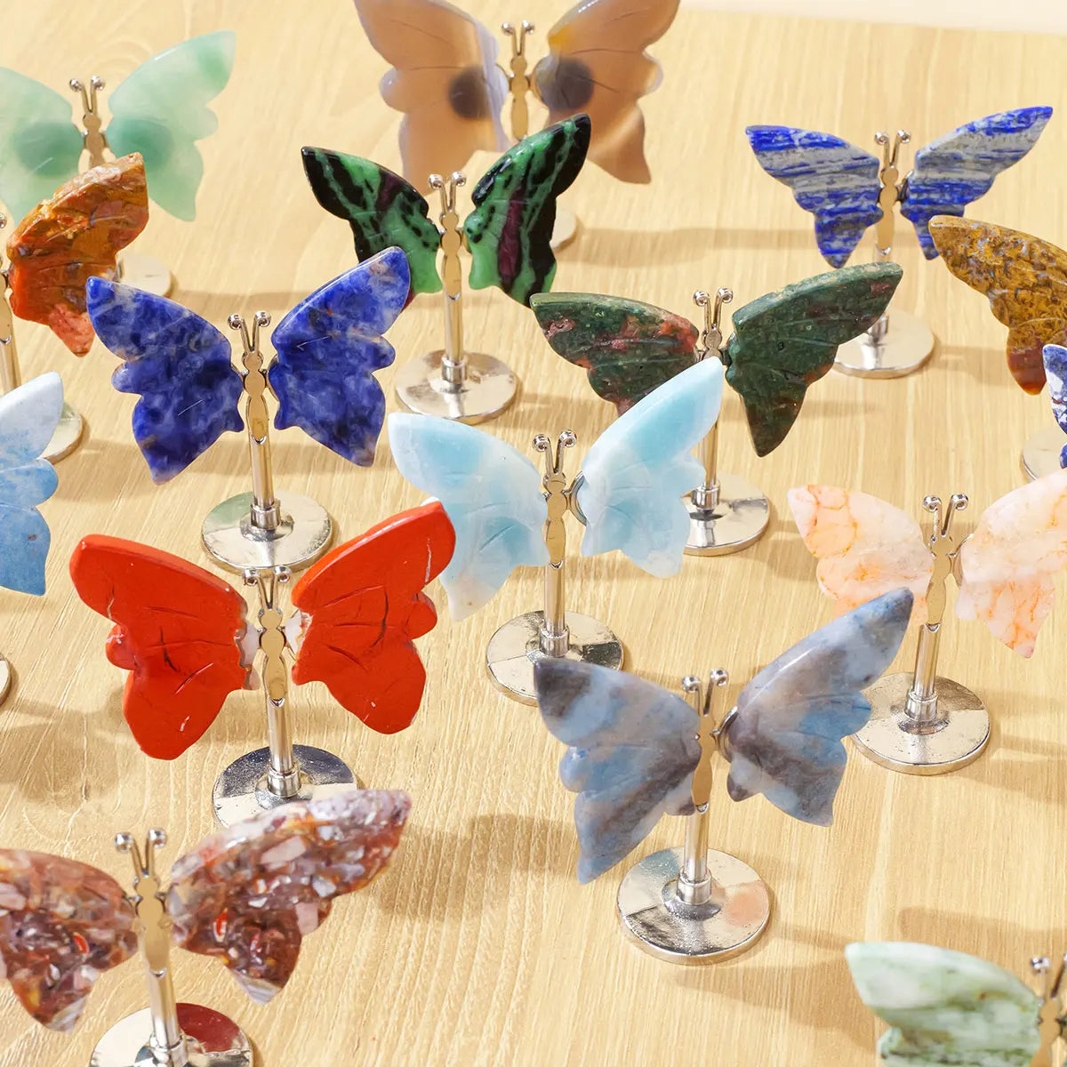 1PC Natural Crystal Butterfly Mini Stand Casual Animal Style Decor Accessories Gift Christmas Valentine Day Birthday
