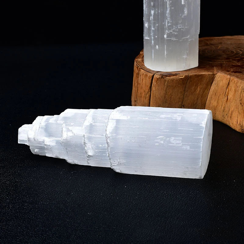 Genuine Natural White Selenite Gypsum Crystal Tower Skyscraper Castle Shaped Clear Mineral Craft Statue Authentic Moroccan Sourc