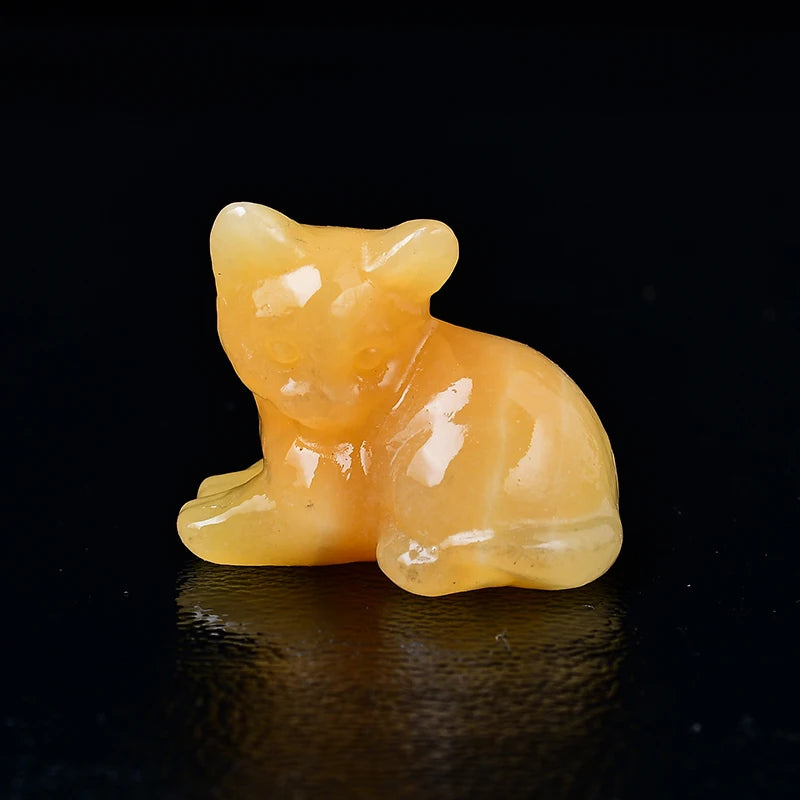 1pc Natural Crystal Tummy Time Cat Carving Craft, Mini Ornament, Home Decoration