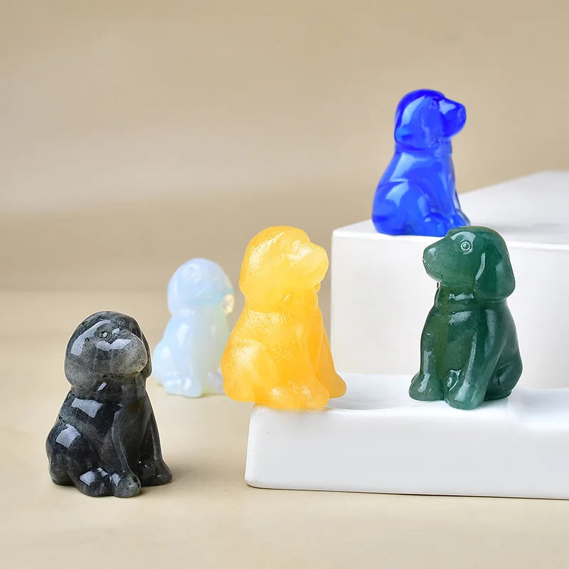 Natural crystal carved dog, a perfect choice for home decoration as a crystal gift ornament, a great option for healing crystals