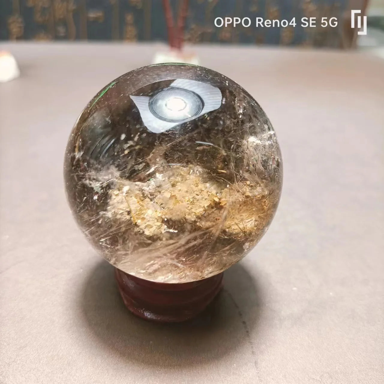 Natural Green Phantom Garden Quartz Crystal Ball — Brazilian Chakra Healing Sphere