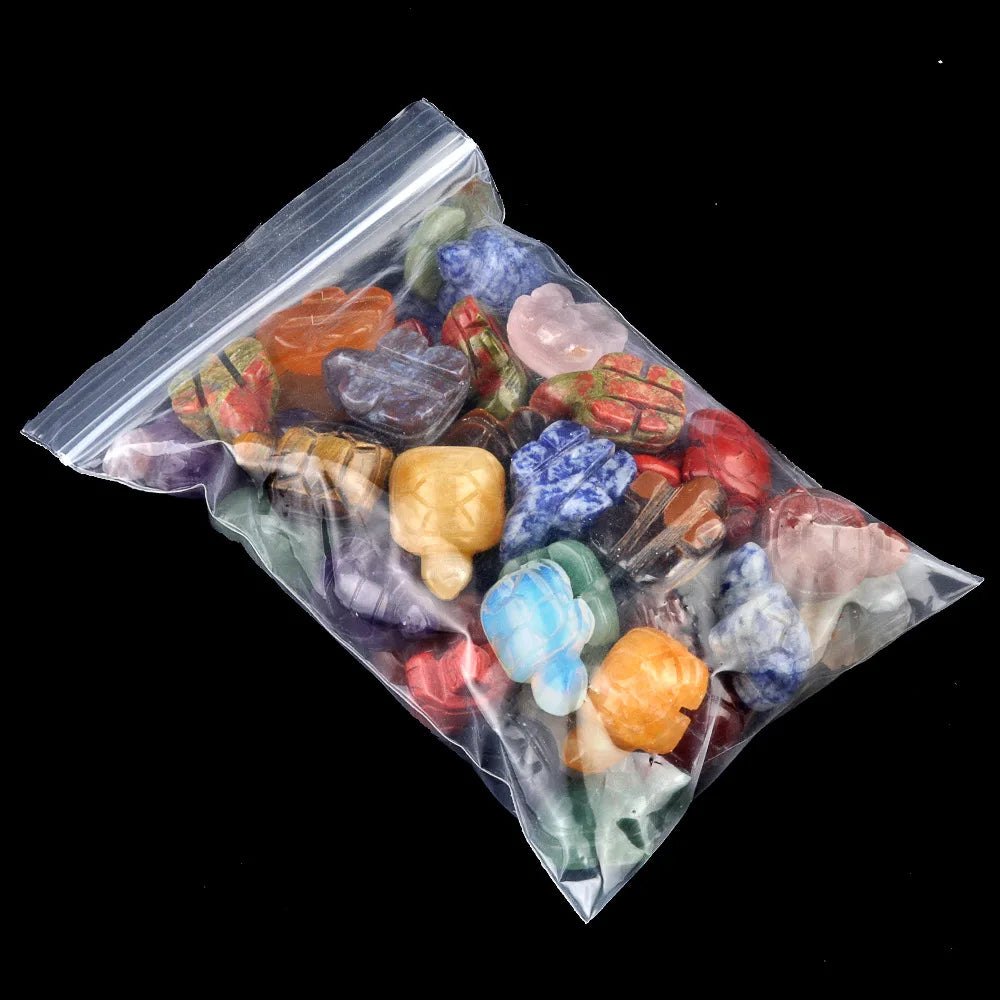 Mini Tortoise Crystal Stone Ornaments Carving Rose Quartz Aventurine Healing Energy Stone Home Decoracion Daily 18x27mm 1PC