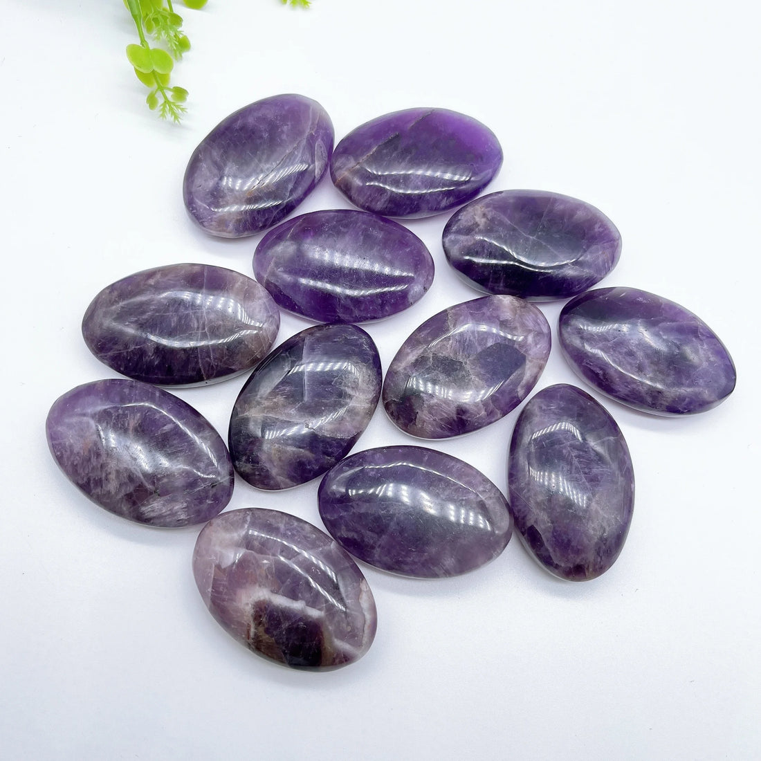 55MM Natural Amethyst Pocket Palm Crystal Quartz Stone Polished Energy Gems Reiki Healing Gift  Home Decor Aquarium decoration