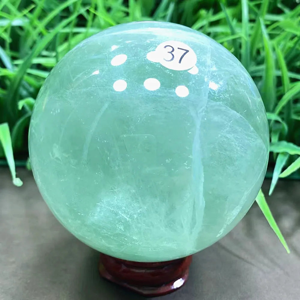 Natural Fluorite Crystal Ball — Hand-Polished Quartz Sphere, Rainbow Healing Stone