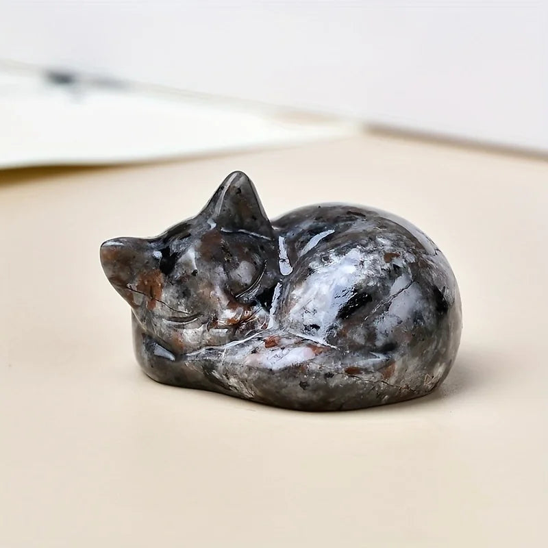 Natural crystal carved cat, a perfect choice for home decoration as a crystal gift ornament, a great option for healing crystals