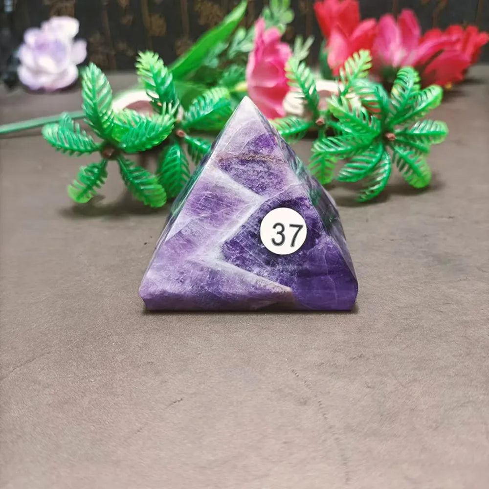 Natural Dream Amethyst Crystal Pyramid — Handmade Healing Chakra Quartz Gemstone Gift