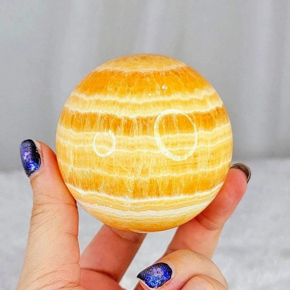 8-8.5cm Large Yellow Calcite Crystal Sphere Honey Yellow Colors Home Decoration Ball Healing Crystal Christmas and Holiday Gifts