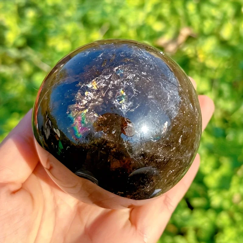 8-8.5cm Transparent Rainbow Smoky Quartz Sphere , Powerful Healing Crystal , Yoga & Divination Tool ,Sweet Valentine’s Gift
