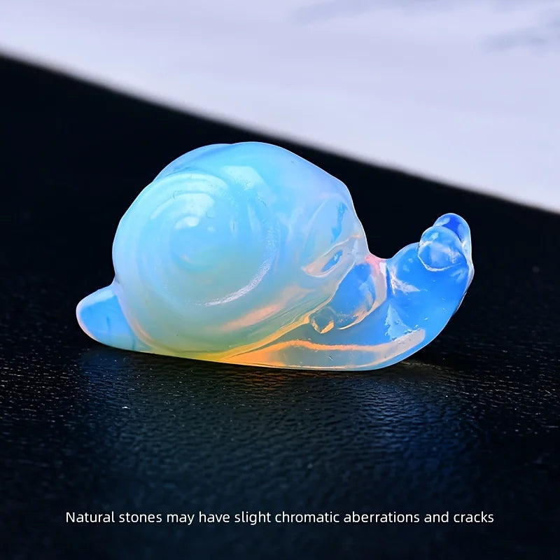 Crystal Carved Skull Snail Healing Stone Pocket Decoration Home Decor Naked Stone Animal Statue Crystal Collectible