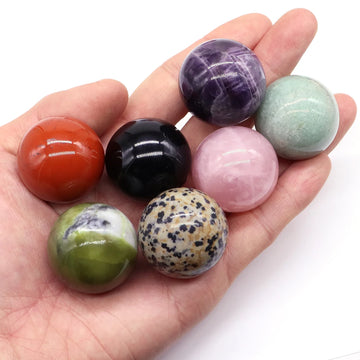 30mm Natural Crystal Ball Polished Globe Amethyst Lazuli Quartz Reiki feng shui Sphere Massaging Balls Collectibles Home Decor