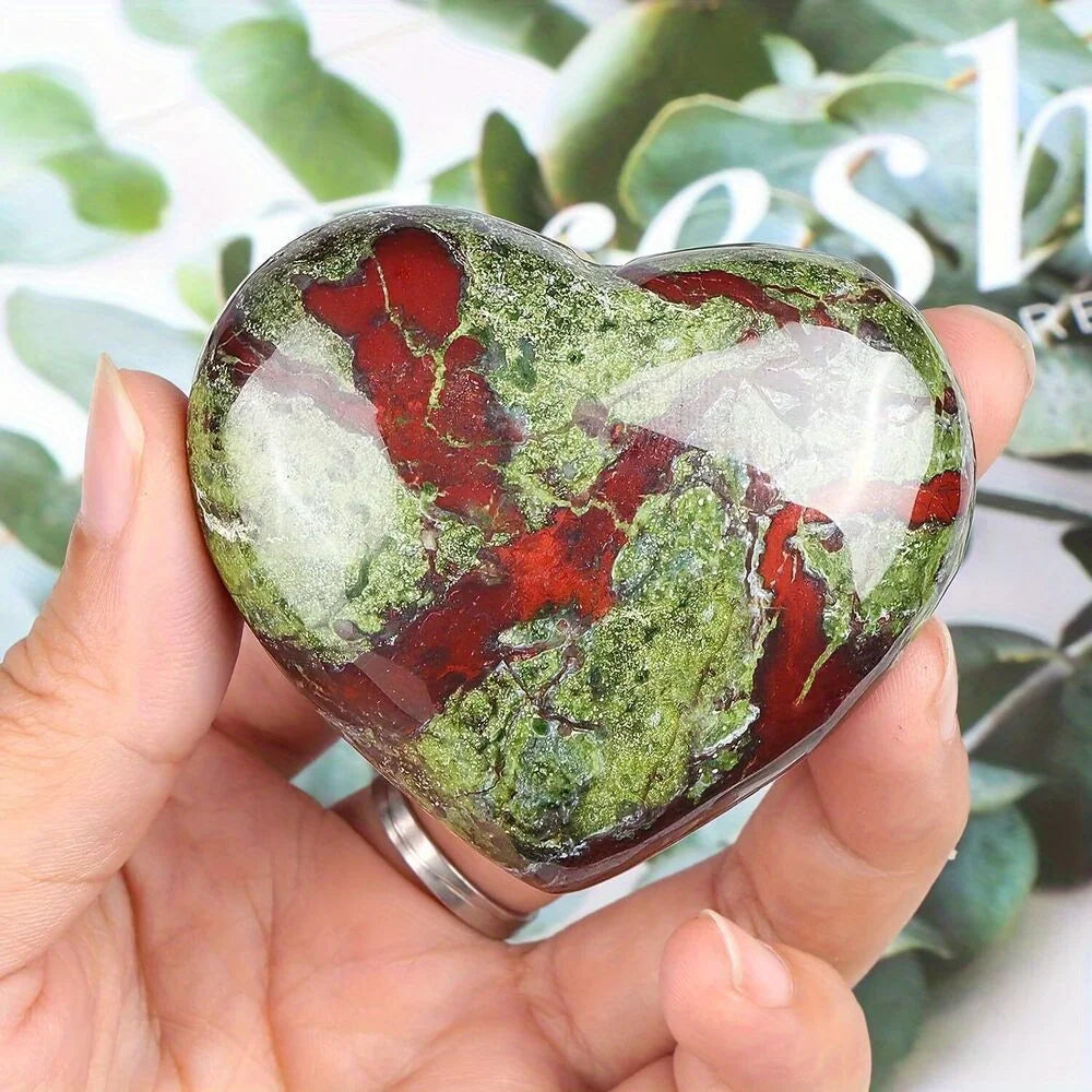 Natural Dragon Bloodstone Longevity Quartz Mineral Heart Shape Special Jewelry Ornament Decoration